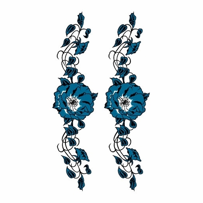 タトゥーシール 腕輪・罌粟の花・青 タトゥーシール 腕輪・罌粟の花・青