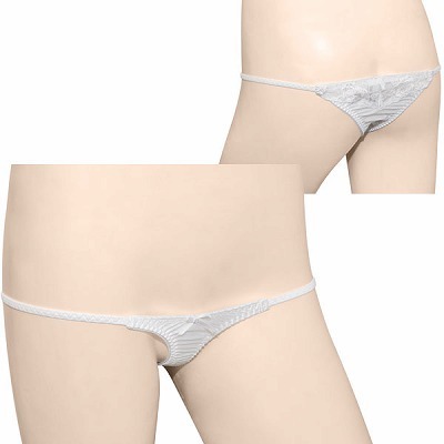 バックフラワー刺繍スーパーマイクロTバック ホワイト バックフラワー刺繍スーパーマイクロTバック ホワイト