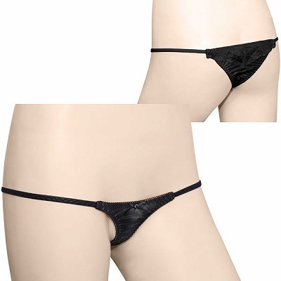 バックフラワー刺繍スーパーマイクロTバック ブラック バックフラワー刺繍スーパーマイクロTバック ブラック