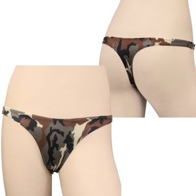 2wayストレッチ迷彩プリントTバック ブラウン 2wayストレッチ迷彩プリントTバック ブラウン