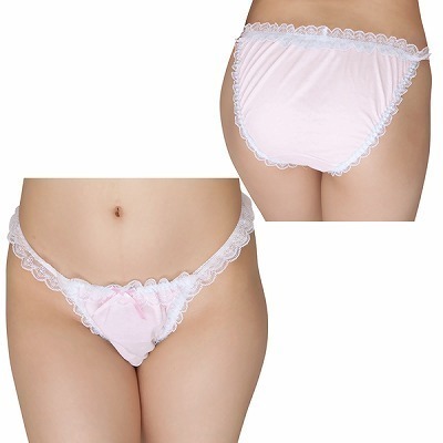 白レースコットンフルバック ピンク 白レースコットンフルバック ピンク