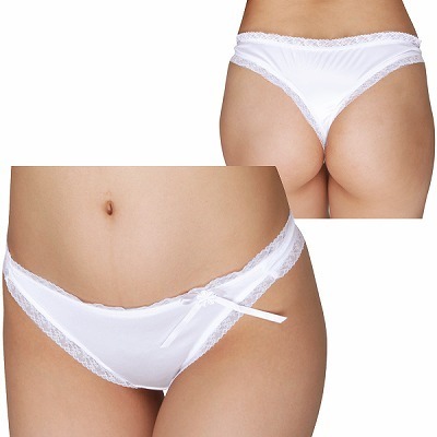 光沢スベスベ生地フリルラインTバック ホワイト 光沢スベスベ生地フリルラインTバック ホワイト