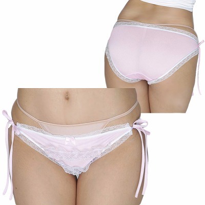 2段のフリルレースが可愛い光沢フルバック ピンク 2段のフリルレースが可愛い光沢フルバック ピンク