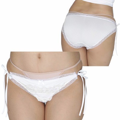 2段のフリルレースが可愛い光沢フルバック ホワイト 2段のフリルレースが可愛い光沢フルバック ホワイト