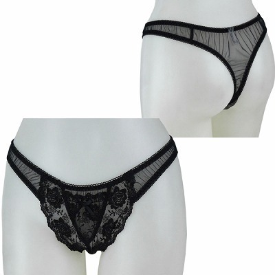 2Lサイズ レース&シースルー極薄Tバック ブラック 2Lサイズ レース&シースルー極薄Tバック ブラック