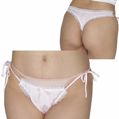 光沢シースルーフリフリレースTバック ピンク 光沢シースルーフリフリレースTバック ピンク