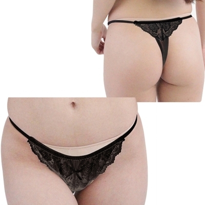 スケスケシースルー素材の前後レースTバック ブラック スケスケシースルー素材の前後レースTバック ブラック