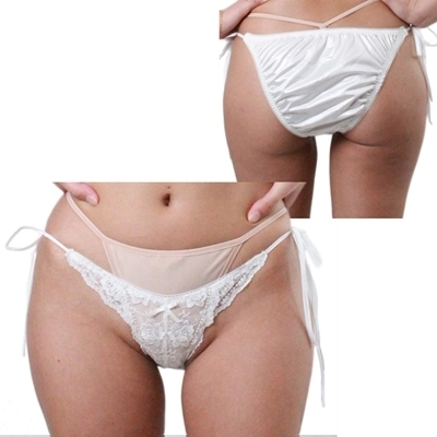 光沢生地にレース付き脇ヒモフルバック Lサイズ ホワイト 光沢生地にレース付き脇ヒモフルバック Lサイズ ホワイト