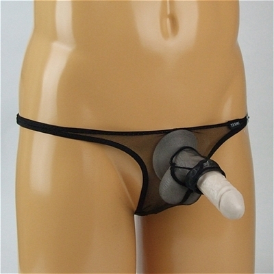 メンズ キラキラスケスケ生地ゾウさんイボイボリング付きTバック (ブラック) メンズ キラキラスケスケ生地ゾウさんイボイボリング付きTバック (ブラック)