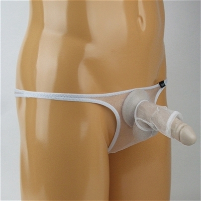 メンズ キラキラスケスケ生地ゾウさんイボイボリング付きTバック (ホワイト) メンズ キラキラスケスケ生地ゾウさんイボイボリング付きTバック (ホワイト)