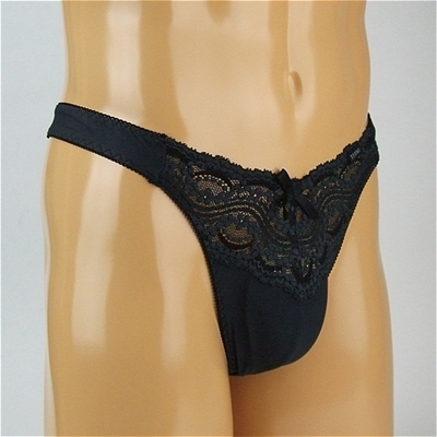 メンズ ストレッチ&レースコンビTバック (ブラック) メンズ ストレッチ&レースコンビTバック (ブラック)