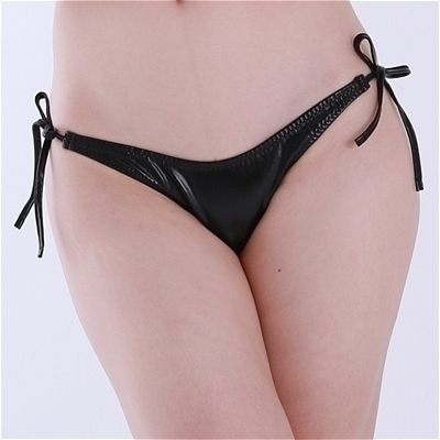 チェリーラブ メタリック生地脇ひも結びハイレグフルバックショーツ (ブラック) チェリーラブ メタリック生地脇ひも結びハイレグフルバックショーツ (ブラック)