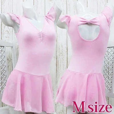 スカート付レオタード(後ろリボン) ピンク M スカート付レオタード(後ろリボン) ピンク M