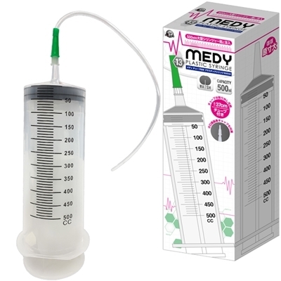 MEDY no.13 チューブ付きプラスチックシリンジ 500ml MEDY no.13 チューブ付きプラスチックシリンジ 500ml